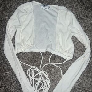 Princess Polly white tie crop top